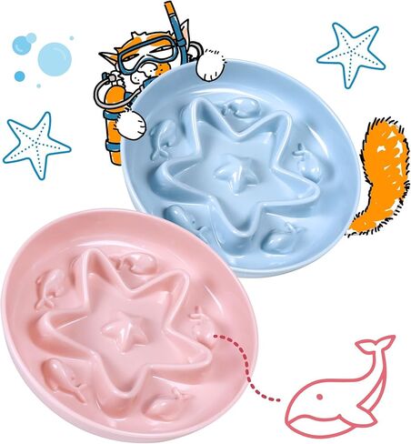 3 Pcs Cat Slow Feeder Bowl – Whisker Friendly Melamine Puzzle Feeding Cat Bowl for Slow Eating – Wet & Dry Food – Dishwasher Safe, Lightweight, Non-Slip (Blue+Pink+Green, 6.3'') in Saudi Arabia