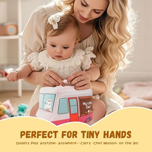 Stuffed Plush Chef Kit for Baby Toddler, 6-Piece My Little Playset, Sensory Pretend Play Toy with Food Truck/Cat Chef/Spatula, Boy Girl Infant Newborn Gifts in Saudi Arabia