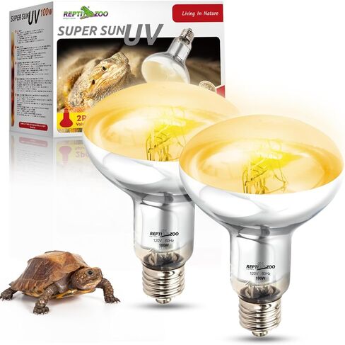 repti حديقة الحيوان 2pack مصباح الحرارة الزواحف، 100 واط الطيف الكامل uva uvb مصباح الشمس، الذاتي الصابورة مصباح التشمس بخار للتنين الملتحي أبو بريص سحلية ثعبان الحرباء الدجاج السلحفاة in Kuwait
