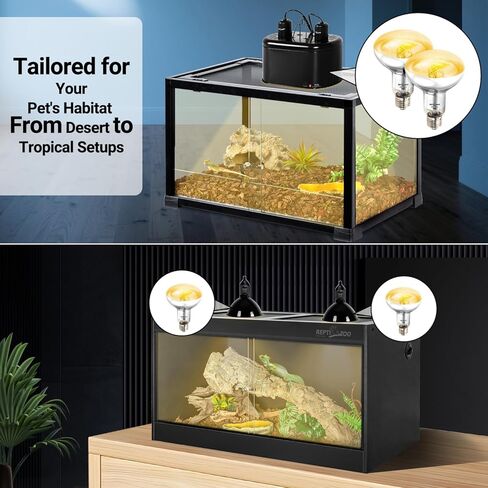 repti حديقة الحيوان 2pack مصباح الحرارة الزواحف، 100 واط الطيف الكامل uva uvb مصباح الشمس، الذاتي الصابورة مصباح التشمس بخار للتنين الملتحي أبو بريص سحلية ثعبان الحرباء الدجاج السلحفاة in Kuwait