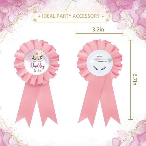 Unicorn Mom to Be Tinplate Badge Pin, Unicorn Dad to Be Pin, Gender Reveal Button for New Parents, Pink Rosette Mom to Be Award Ribbon, Floral Unicorn Baby Shower Party Favors in Kuwait