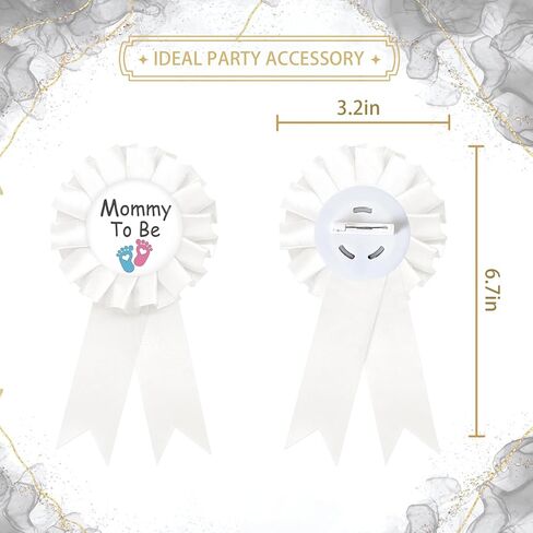 Footprint Mom to Be Tinplate Badge Pin, Mom to Be Pin for Women, Footprint Gender Reveal Brooch Button Pin, White Rosette New Mom Button for Baby Shower/Newborn Baby Party Celebration in Kuwait