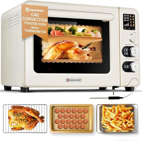 Hauswirt Air Fryer Toaster Oven, 42 Qt Extra Large Countertop Convection Oven, Dual NTC Precise Control for Even Browning, Split Screen Color Display with 8 Presets & Smart Timer in Saudi Arabia