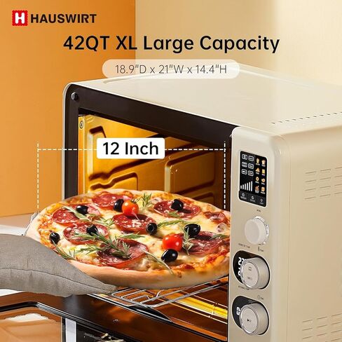 Hauswirt Air Fryer Toaster Oven, 42 Qt Extra Large Countertop Convection Oven, Dual NTC Precise Control for Even Browning, Split Screen Color Display with 8 Presets & Smart Timer in Saudi Arabia