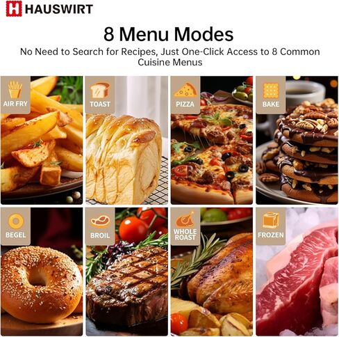 Hauswirt Air Fryer Toaster Oven, 42 Qt Extra Large Countertop Convection Oven, Dual NTC Precise Control for Even Browning, Split Screen Color Display with 8 Presets & Smart Timer in Saudi Arabia