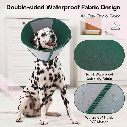 Queenmore Large Dog Cone, Dog Cones for Large Dogs, Comfy Cone Collar Alternative After Surgery, Comfortable Recovery E-Collar for Pets to Stop Licking Wound Healing (Dark Green,XL) in Saudi Arabia