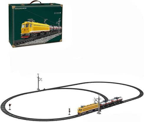 SS7C Metal Alloy Electric Train Set with Passenger Carriages & Long Track, Vintage Steam Train Model with Lights and Sound Effects, Home and Office Decor & Collectible Gift for Adults (Yellow) in Saudi Arabia