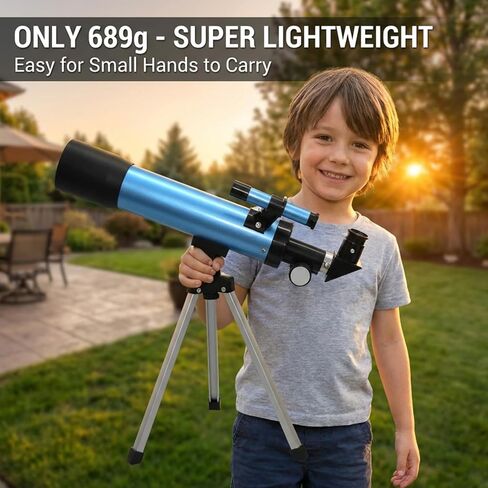Telescope for Kids 8–12, Beginner Kids Telescope 50mm Aperture with Tripod, 2 Eyepieces & Finder Scope, 100x Magnification, STEM Educational Gift for Boys & Girls, Blue in Saudi Arabia