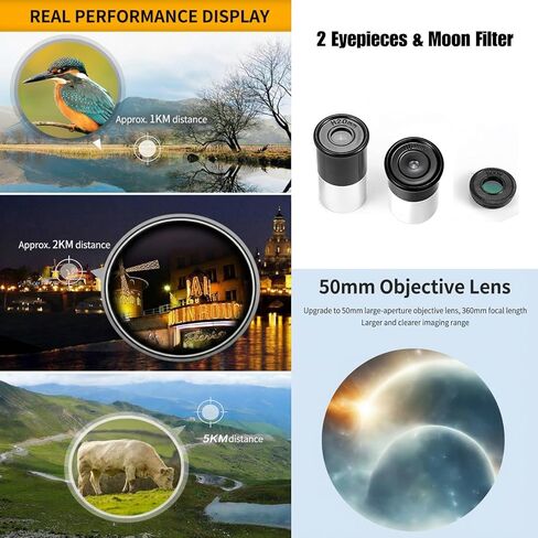 Telescope for Kids 8–12, Beginner Kids Telescope 50mm Aperture with Tripod, 2 Eyepieces & Finder Scope, 100x Magnification, STEM Educational Gift for Boys & Girls, Blue in Saudi Arabia