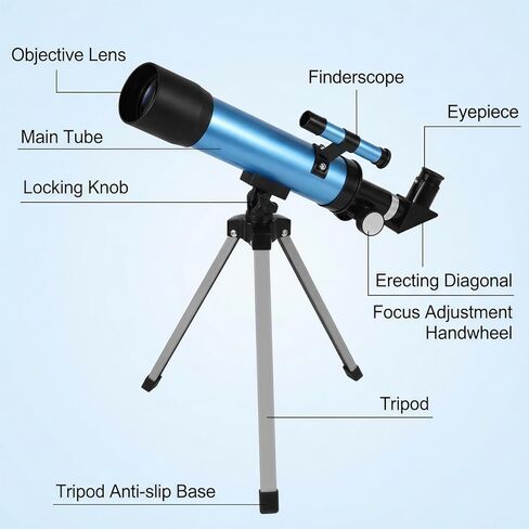 Telescope for Kids 8–12, Beginner Kids Telescope 50mm Aperture with Tripod, 2 Eyepieces & Finder Scope, 100x Magnification, STEM Educational Gift for Boys & Girls, Blue in Saudi Arabia