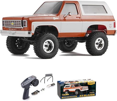 FCX24 FMS 1/24 K5 Chevy Blazer RC Crawler Officially Licensed, Mini RC Car Pick Up Truck & SUV 2 in 1, 4WD 8km/h 2 Speeds Switch, Off-Road RC Model with LED Lights for Adults (Orange) in Saudi Arabia
