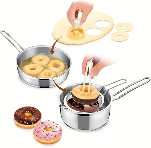 Non-Stick Easy Donut Making Kit | PP Plastic Cutter and Dipping Tongs, Suitable for Home Baking in Saudi Arabia