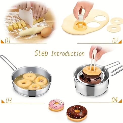 Non-Stick Easy Donut Making Kit | PP Plastic Cutter and Dipping Tongs, Suitable for Home Baking in Saudi Arabia