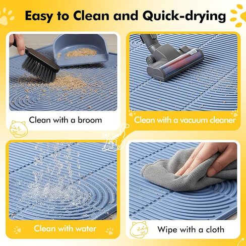 Waterproof Cat Litter Mat, Large Silcone Trapper for Litter Box & Food Bowls, Durable Kitty Floor Mat Diamond, Easy to Clean (31"X22"- Grey) in Saudi Arabia