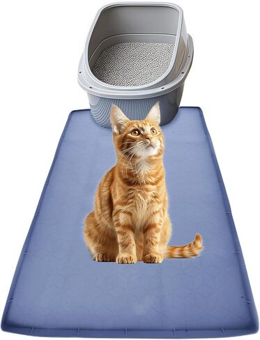 Waterproof Cat Litter Mat, Large Silcone Trapper for Litter Box & Food Bowls, Durable Kitty Floor Mat Diamond, Easy to Clean (31"X22"- Grey) in Saudi Arabia