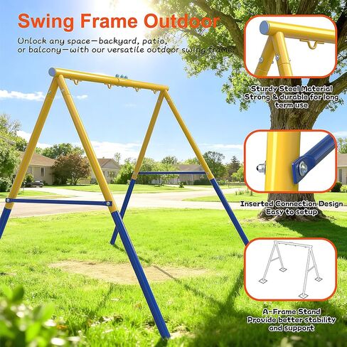 مجموعة Swing 5 في 1 في الفناء الخلفي للأطفال الذين تتراوح أعمارهم بين 3-8 | Playset في الهواء الطلق مع شريحة ، مقعدين آمنين الأرجوحة ، حلقات كرة السلة والجمباز | إطار HDPE والصلب الشاق in Kuwait