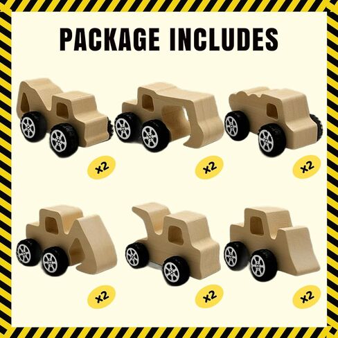 12 PCS Construction Party Favors & DIY Craft Kit - Unfinished Wooden Truck Painting Set with Bubble Wands, Paints, Brushes & Cards - Birthday Party Favors for Kids, Boys & Girls, Classroom Rewards in Saudi Arabia