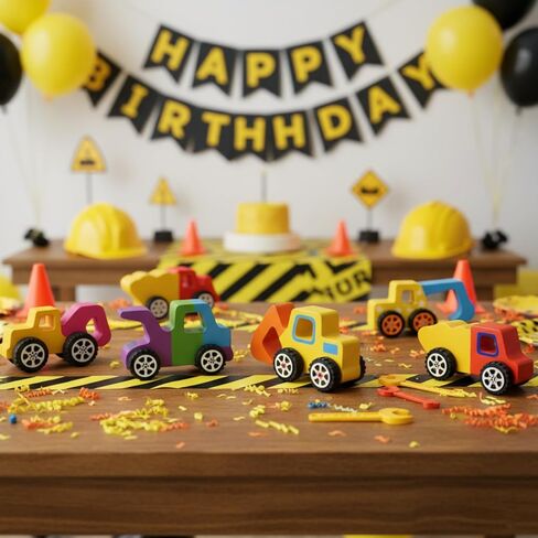 12 PCS Construction Party Favors & DIY Craft Kit - Unfinished Wooden Truck Painting Set with Bubble Wands, Paints, Brushes & Cards - Birthday Party Favors for Kids, Boys & Girls, Classroom Rewards in Saudi Arabia
