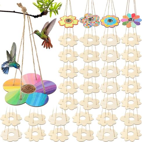 24 Pack Bird Feeder Craft Kits for Kids Ages 3-8 Bird Feeder Craft Kits with Stainless Steel Bowls DIY Kids Crafts Wooden Art Painting Outdoor Bulk Toys for Children Valentines Crafts in Saudi Arabia