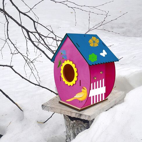 ألعاب خشبية من Glintoper Art Craft للأطفال، مجموعة من 4 قطع من أدوات بيت الطيور DIY تجميع خشبي DIY، بناء وطلاء بيت الطيور، بما في ذلك الدهانات والفرش، والفنون الخشبية للفتيات والأولاد والأطفال الصغار in Kuwait
