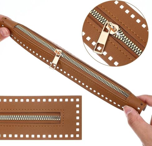 TIESOME 4 Pcs Crochet Zipper with Holes, 10.63 Inch PU Leather Zipper Frame, Close End Leather Sewing Zippers, Handmade Bag Zippers for DIY Crochet Purse, Handbag, Jeans & Handicraft in Saudi Arabia