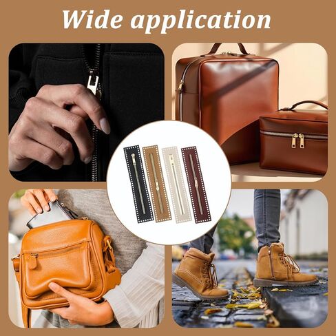 TIESOME 4 Pcs Crochet Zipper with Holes, 10.63 Inch PU Leather Zipper Frame, Close End Leather Sewing Zippers, Handmade Bag Zippers for DIY Crochet Purse, Handbag, Jeans & Handicraft in Saudi Arabia