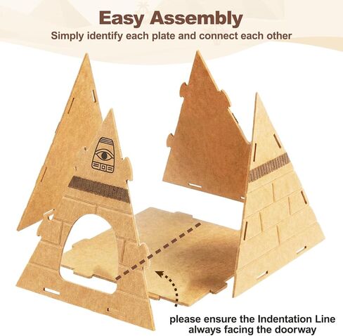 Cat House for Indoor Cats, Cozy Felt Cat Bed Cave, Scratch Resistant Cat Hideaway with Fun Pharaoh Headdress, 17x17x20 Inches in Kuwait