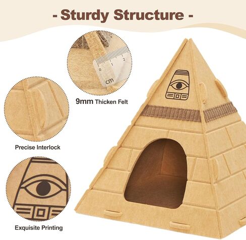 Cat House for Indoor Cats, Cozy Felt Cat Bed Cave, Scratch Resistant Cat Hideaway with Fun Pharaoh Headdress, 17x17x20 Inches in Kuwait