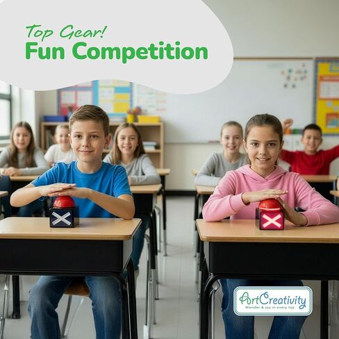 طنان إبداعي مع أضواء وأصوات - مجموعة من 2 - أزرار صفارة لعرض الألعاب ليلاً ولعبة عائلية - تضيء باللون الأحمر وتصدر صوت طنين عالٍ - مجموعة صفارة للإجابة in Kuwait