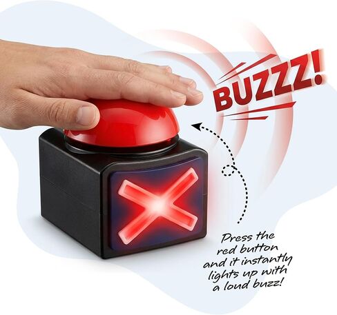 طنان إبداعي مع أضواء وأصوات - مجموعة من 2 - أزرار صفارة لعرض الألعاب ليلاً ولعبة عائلية - تضيء باللون الأحمر وتصدر صوت طنين عالٍ - مجموعة صفارة للإجابة in Kuwait