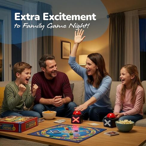 طنان إبداعي مع أضواء وأصوات - مجموعة من 2 - أزرار صفارة لعرض الألعاب ليلاً ولعبة عائلية - تضيء باللون الأحمر وتصدر صوت طنين عالٍ - مجموعة صفارة للإجابة in Kuwait