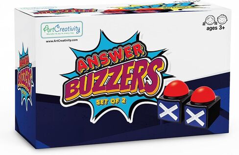 طنان إبداعي مع أضواء وأصوات - مجموعة من 2 - أزرار صفارة لعرض الألعاب ليلاً ولعبة عائلية - تضيء باللون الأحمر وتصدر صوت طنين عالٍ - مجموعة صفارة للإجابة in Kuwait