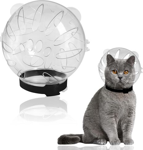 Cat Transparent Muzzle for Grooming, Bathing, Nail Trimming Shaving, Pet Anti-bite Astronaut Helmet, Help for Aggressive Kitten, Anti-Lick, Biting, Chewing, Breathable & Adjustable Ball Mask in Saudi Arabia