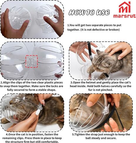 Cat Transparent Muzzle for Grooming, Bathing, Nail Trimming Shaving, Pet Anti-bite Astronaut Helmet, Help for Aggressive Kitten, Anti-Lick, Biting, Chewing, Breathable & Adjustable Ball Mask in Saudi Arabia