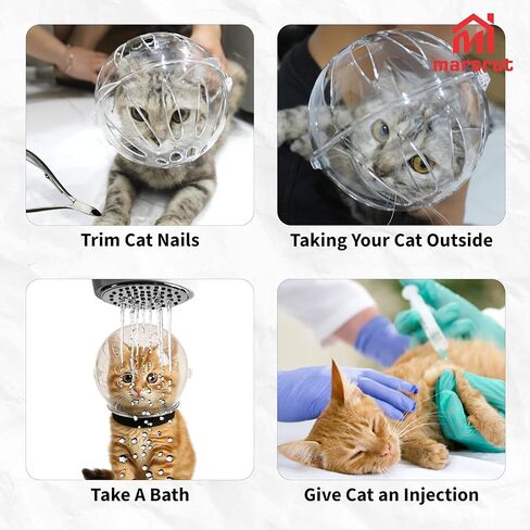 Cat Transparent Muzzle for Grooming, Bathing, Nail Trimming Shaving, Pet Anti-bite Astronaut Helmet, Help for Aggressive Kitten, Anti-Lick, Biting, Chewing, Breathable & Adjustable Ball Mask in Saudi Arabia