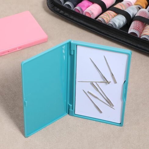 Piriuuo 2 Pcs Magnetic Needle Case, Sewing Needle Holder Rectangle Magnetic Needles Holder Portable Sewing Needles Box Sewings Supplies for Pin Holders Organizer (Green & Pink) in Saudi Arabia