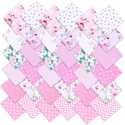 20Pcs Pink Charm Packs for Quilting 5 x 5 inch Squares Precut Quilted Fabric, Floral Patchwork Fabric for Sewing DIY Craft in Saudi Arabia