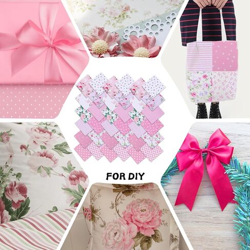 20Pcs Pink Charm Packs for Quilting 5 x 5 inch Squares Precut Quilted Fabric, Floral Patchwork Fabric for Sewing DIY Craft in Saudi Arabia