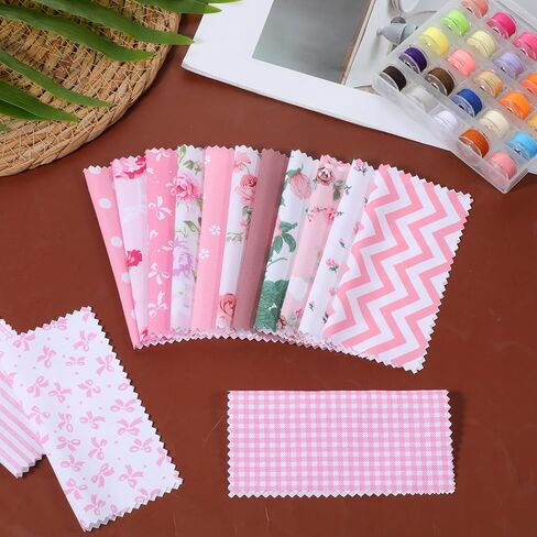 20Pcs Pink Charm Packs for Quilting 5 x 5 inch Squares Precut Quilted Fabric, Floral Patchwork Fabric for Sewing DIY Craft in Saudi Arabia