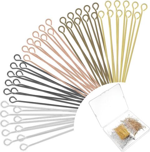 600Pcs Eye Pins for Jewelry Making, 2 Inch Straight Metal End Straight Pins Earring Making Supplies for DIY Craft Earring Bracelet Necklace Pendant Supplies (Multi-Color) in Saudi Arabia