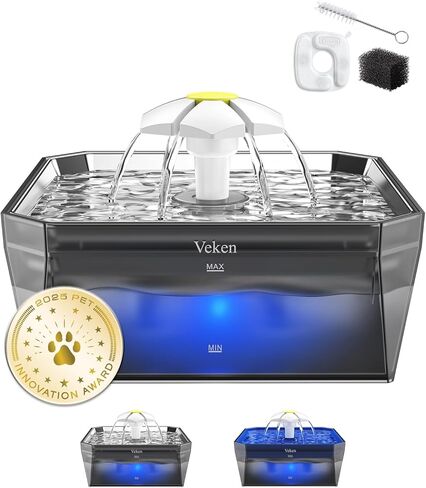 Veken Award-Winning Small Pet-Friendly Cat Water Fountain with Quiet Pump, Easy to Clean & Assemble, 50oz Mini Pet Water Dispenser Gifts for Cats, Dogs and Small Animals, Blue in Saudi Arabia