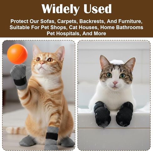 Cat Claw Covers, Cat Booties Anti Scratch Mittens 8 Pcs Mittens to Prevent Scratching Socks Breathable Mesh Paw Covers Adjustable Shoes Booties for Cats Pet Bathing, Cutting Nails in Saudi Arabia