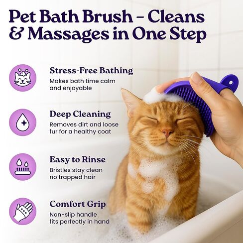 Cat Care Grooming Kit 6 in 1, Include: Nail Clipper, Brush for Shedding, Wand Toy, Interactive Ball Toy, Bath Brush, Ear Cleaner Finger Wipes (30ct.), Cat Grooming Supplies in Saudi Arabia