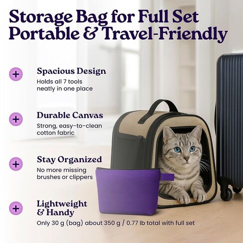 Cat Care Grooming Kit 6 in 1, Include: Nail Clipper, Brush for Shedding, Wand Toy, Interactive Ball Toy, Bath Brush, Ear Cleaner Finger Wipes (30ct.), Cat Grooming Supplies in Saudi Arabia