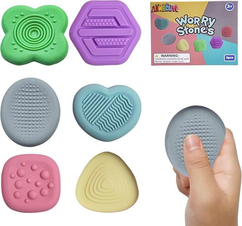 ألعاب فيدجيت تويز أحجار القلق الحسية للأطفال، تهدئة المصابين بالتوحد، ألعاب حسية لتخفيف القلق للبالغين والأطفال المصابين بالتوحد 6 قطع in Kuwait