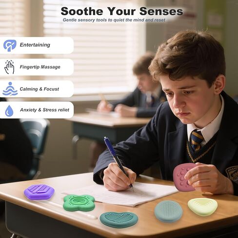 ألعاب فيدجيت تويز أحجار القلق الحسية للأطفال، تهدئة المصابين بالتوحد، ألعاب حسية لتخفيف القلق للبالغين والأطفال المصابين بالتوحد 6 قطع in Kuwait