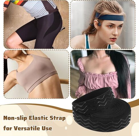 Silicone Gripper Elastic Band, Non-Slip Elastic Ribbon for Clothing, Waistband Elastics, Shirt Gripper for Pants Sewing Project Wig Making Accessories(5 Yards x 1 Inch, Black) in Kuwait