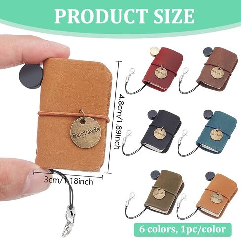 WEBEEDY 6 Pcs Mini Leather Notebook Keychain Small Vintage Traveler Journal 1.9x1.2 Inch Tiny Password Book Pocket Diary Stationery Supplies for Office Keychain Teachers Bookish Party Favors Birthday Gifts in Saudi Arabia