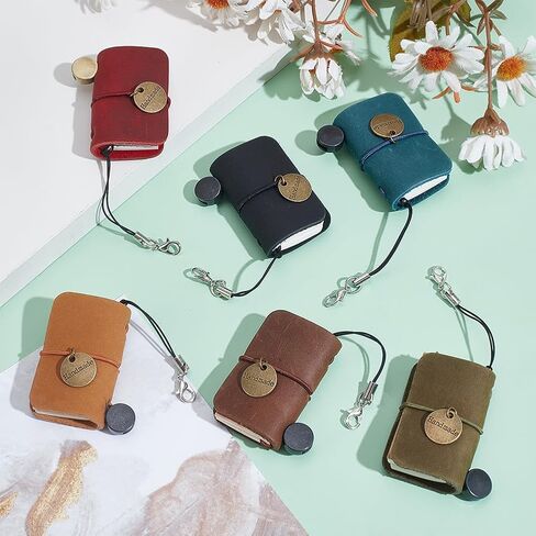 WEBEEDY 6 Pcs Mini Leather Notebook Keychain Small Vintage Traveler Journal 1.9x1.2 Inch Tiny Password Book Pocket Diary Stationery Supplies for Office Keychain Teachers Bookish Party Favors Birthday Gifts in Saudi Arabia