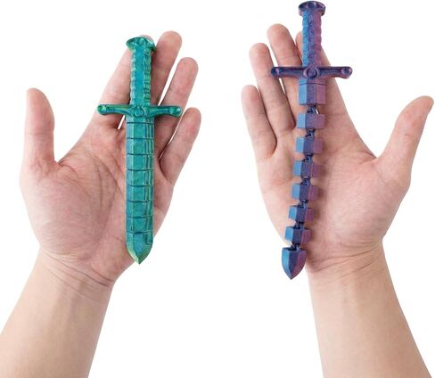 لعبة تململ سوط سيف صغيرة قابلة للتحويل مطبوعة ثلاثية الأبعاد من ديميلي (عبوة من قطعتين) - لعبة مكتب لتخفيف التوتر الحسي للبالغين والمراهقين، تململ مفصل مفصلي مع تصميم ثنائي الوضع (أخضر-أزرق وأرجواني-وردي) in Kuwait